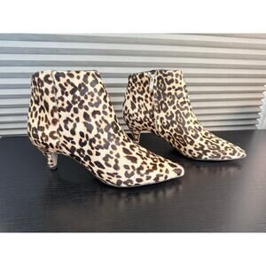 Sam Edelman Kinzey Leopard Calf Hair Ankle Booties Women’s Size 8.5 Pointed Toe
